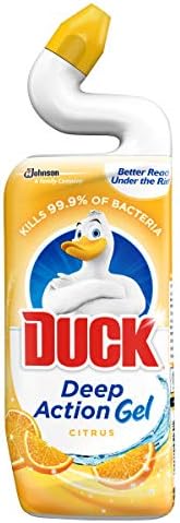 Duck Deep Action Gel Toilet Cleaner Liquid, Removes Limescale, Long Lasting Fragrance, Citrus, Pack of 8 (8 x 750ml)