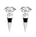 CEOMO Lovely Crystal Charcoal Sculpt Wine Stopper Made Of Zinc Alloy And Glass Keep Wine Fresh With Box,Bar,Holiday Party,Wedding Silvery Set Of 2