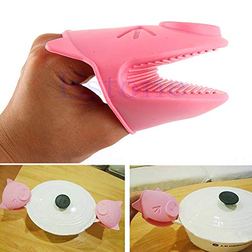 SimpleLif 1Pc Kitchen Cooking Piggy Insulated Non-Slip Gloves Microwave Oven No-Slip Mitt(Pink)