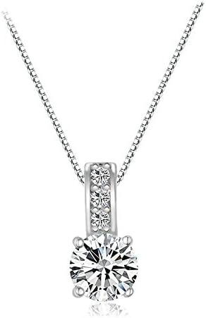 YAFANG 18K Gold Plated 7mm Diamond Cut Round Swarovski Crystals Solitaire Pendant Necklace