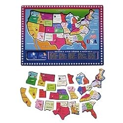 Garlictoys 46 Pieces USA Map-The Learn Puzzle