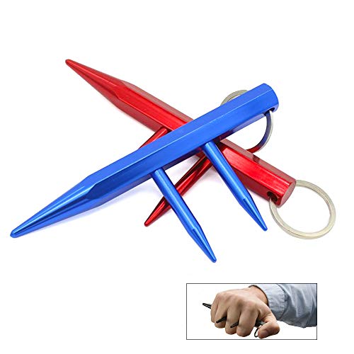 Kaiyuan Dynasty Self Defense Red & Blue Key Chain Weapons Tactiacl Tool Aluminum Safe Chain with Detachable Holder 2PC