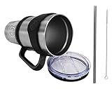 Nature Boy 30 oz Stainless Steel Travel Tumbler Set with Coffee Mug Handle Vacuum Sealed Sliding Lid Drinking Straw Wire Cleaning Brush