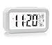 Oneoffcar Alarm Clock,Travel Alarm Clock,Battery Operated Smart Backlight Alarm Clock, Large LCD Display Slim LED Clock (with Date,Temperature,Snooze), for Office Bedroom Travel(White)
