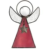 J Devlin Orn 215 Series Stained Glass Angel Ornaments Window Christmas Tree Decor Gift (Dark Rose)