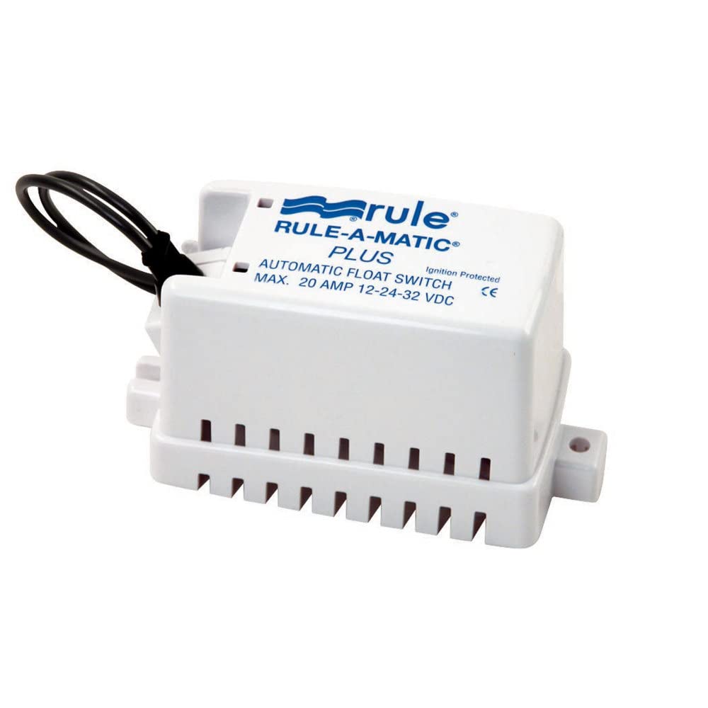 Rule 40A Rule-A-Matic Plus Bilge Pump Float Switch, 12, 24 or 32 Volt, Moisture Tight Seals, White, Small