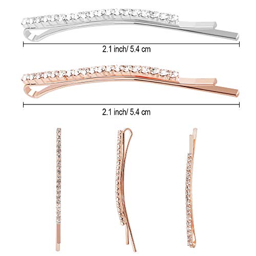 24 Pcs Rhinestone Bobby Pin Metal Hair Clips Clear Crystal Hair Pin Decorations for Lady Women Girls - Thumbnail 2
