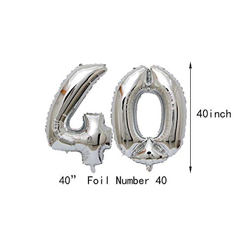 40th-Birthday-Party-Balloons-Kits-40th-Birthday-Party-Supplies-40th-Birthday-Sash-Happy-Birthday-Banner-40th-Silver-Number-Balloons-SilverBlackNavy-Blue-Paper-Pom-Poms