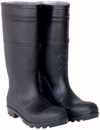CLC Custom Leathercraft Rain Wear R24010 Over the Sock Black PVC Rain Boot, With Steel Toe, Size 10