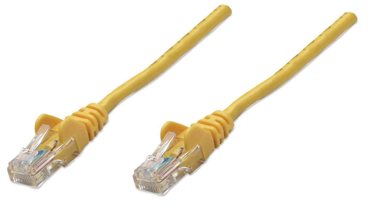 Intellinet Network Patch Cable, Cat5e, 3m, Yellow, CCA, U/UTP, PVC, RJ45, Gold Plated Contacts, Snagless, Booted, Polybag