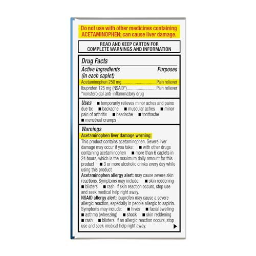 GOODSENSE DUAL ACTION ACETAMINOPHEN AND IBUPROFEN (NSAID) TABLETS, 250 MG/125 MG, BACK PAIN, 72 COUNT