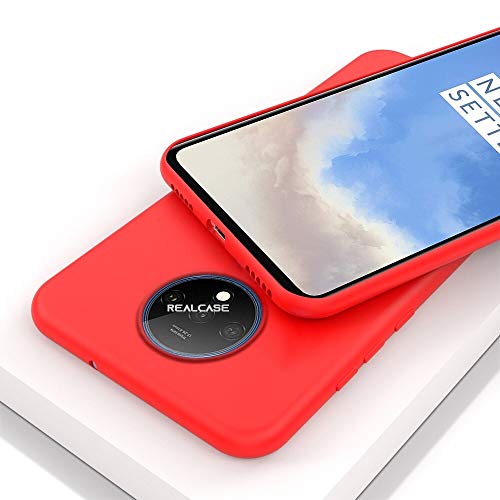 REALCASE Oneplus 7T Back Cover, Liquid Silicone Gel Rubber Shockproof and Soft Microfiber Cloth Cushion Back Case for On