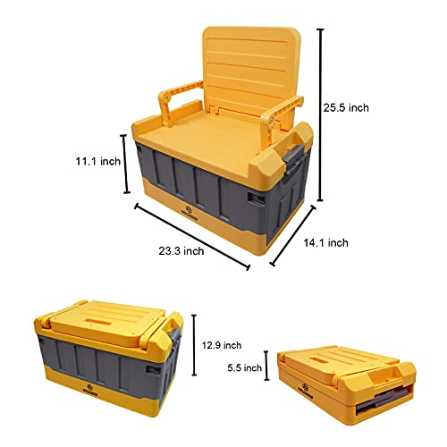 WELLHONG Plastic Camp Trunk Tool Box, Trunks For Storage With Seat,15.3