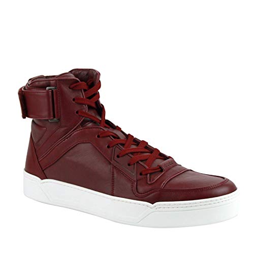 Gucci High Top Strong Dark Red Leather Sneakers with Strap 386738 6148 (6 G / 7 US)