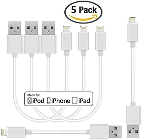 Certified 5 Pack 9 Inches 8 Pin Lightning Cable for iPhone iPad iPod