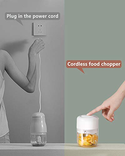 Wireless Electric Small Food Processor, Mini Food Choppers For Garlic Veggie Vegetables fruit,Salad Mincing & Puree,Kitchen,1 Cup 8 0z,BPA free,White