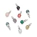 KISSITTY 50-Piece Gemstone Charms Dangle Mixed Color 1.16x0.49 with Antique Silver Bead Caps 2.5mm Hole for DIY Jewelry Craft Making (Random Mixed)