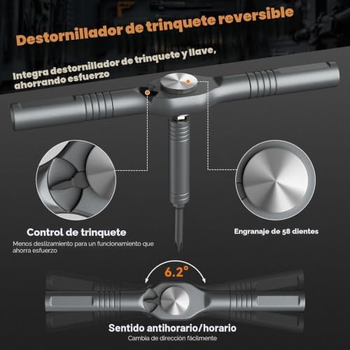 Conjunto de chave de fendas trançada de 66 polegadas e 1, pega destacável, cabeça de 6,2°, brocas de aço S2 combináveis, kit portátil para mobiliário, computadores, bicicletas, bricolage