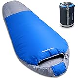 Norsens Warm Weather Sleeping Bags for Adults, 20 Degree Compact Ultralight/Lightweight Sleeping Bag for Camping, Backpacking, Hiking & Outdoor, XL, Blue/Orange