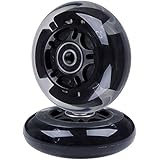 AOWISH 2-Pack Light Up Scooter Rear Wheels 80mm LED Flashing Inline Skates/Rollerblade Replacement Wheel with Bearings ABEC-9 for Toddle Kids Adjustable 3-Wheel Kick Scooters (Clear/Black)