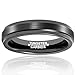 MNH Tungsten Ring Men Black Plating Wedding Band Women 4mm Matte Finish Comfort Fit Polished Edge 7-13