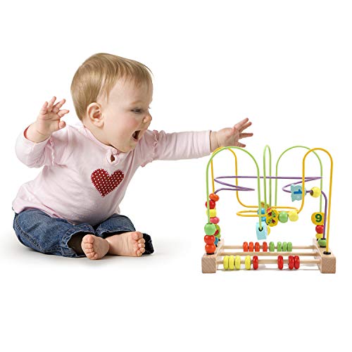Wondertoys Bead Maze Toy for Toddlers Wooden Colorful Abacus Roller