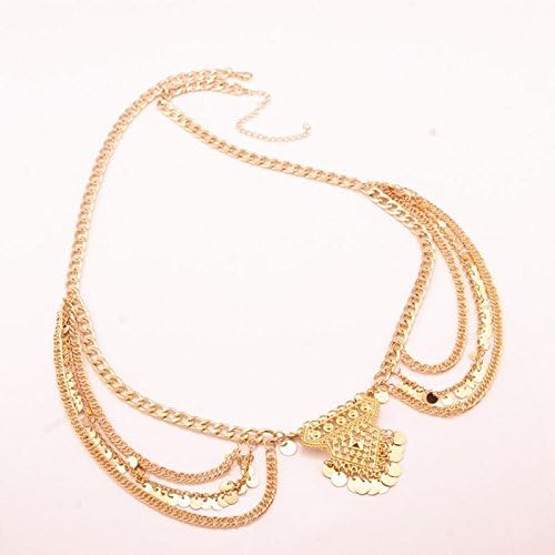 CHRWANG Attractive Gypsy Boho Sequins Tassel Belt Waist Belly Chain (33.9 inch) Golden
