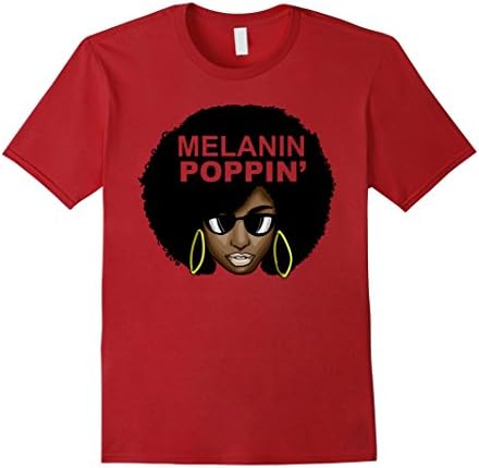 Mens Melanin Poppin African American Woman Pride T-Shirt Large Cranberry