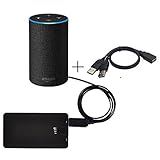 MERES 1m USB Power Supply Cable with Dual USB Adaptor for Amazon Echo [ 1st + 2nd Gen ] / Echo Plus 1st / Amazon fire TV 2 / Echo Show 1st Gen Charger - USB 5V to DC 15V Power Cord (3ft, Black)