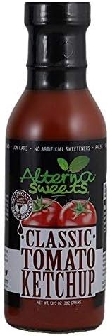 AlternaSweets Stevia Sweetened Classic Tomato Ketchup - 13.5 oz - Low Carb - KETO/ Paleo/Atkins/Diabetic Friendly - Non GMO - Gluten Free (4 Pack)