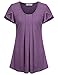 Lem&Hao Slimming Fitted Tunics for Women Summer Flattering Long Tops Casual Wear, Purple, Medium