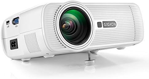 GIGXON G80 Portable Mini LED 1080P Projector with PC Laptop USB/SD/AV/HDMI for iPad iPhone Android Smartphone Video TV Movie Game Home Entertainment (White)