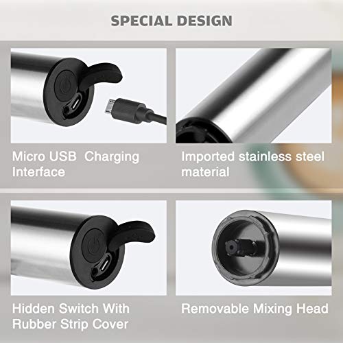 Milchaufschäumer Handheld, leegoal Elektrischer Kaffee Aufschäumer mit 2 Edelstahl-Schneebesenköpfen, 2… – Bild 7