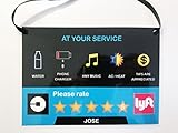(Set of 2) Uber Lyft 5 Star Ratings Sign - Custom Messages and Made with Your Name v2