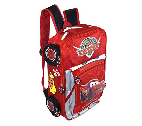 Shuban Disney Cars Lightning Kids Toddlers Boy Canvas Cartoon Zipper Shoulder Red School Backpack