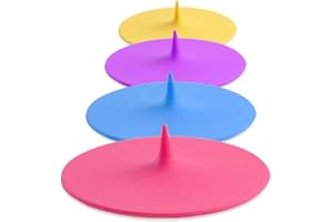 KEWEILIAN Silicone Cup Covers (Set of 4) ， Multicolored Silicone Lids for Mugs, Cups, Tea Pots,Flexible Mug Covers，Hot Cup Lids for Coffee & Tea