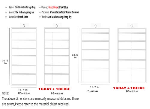 AARainbow Dual-Sided Hanging Closet Organizer with Pocket for Underwear Stocking Toiletries Accessories Bra Dresser Panty Socks Drawers Home Basics 15.7 in31.5 inï¼ˆ1Gray+1B-Gray+1Beige+1B-Beigeï¼‰