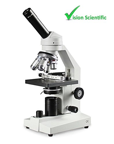 Vision Scientific VME0020X-RC-E3-M LED Cordless Microscope, 40x-2500x Magnification, LED Illumination with Intensity Control, 0.65 N.A Condenser, Mechanical Stage, Coarse & Fine Focus