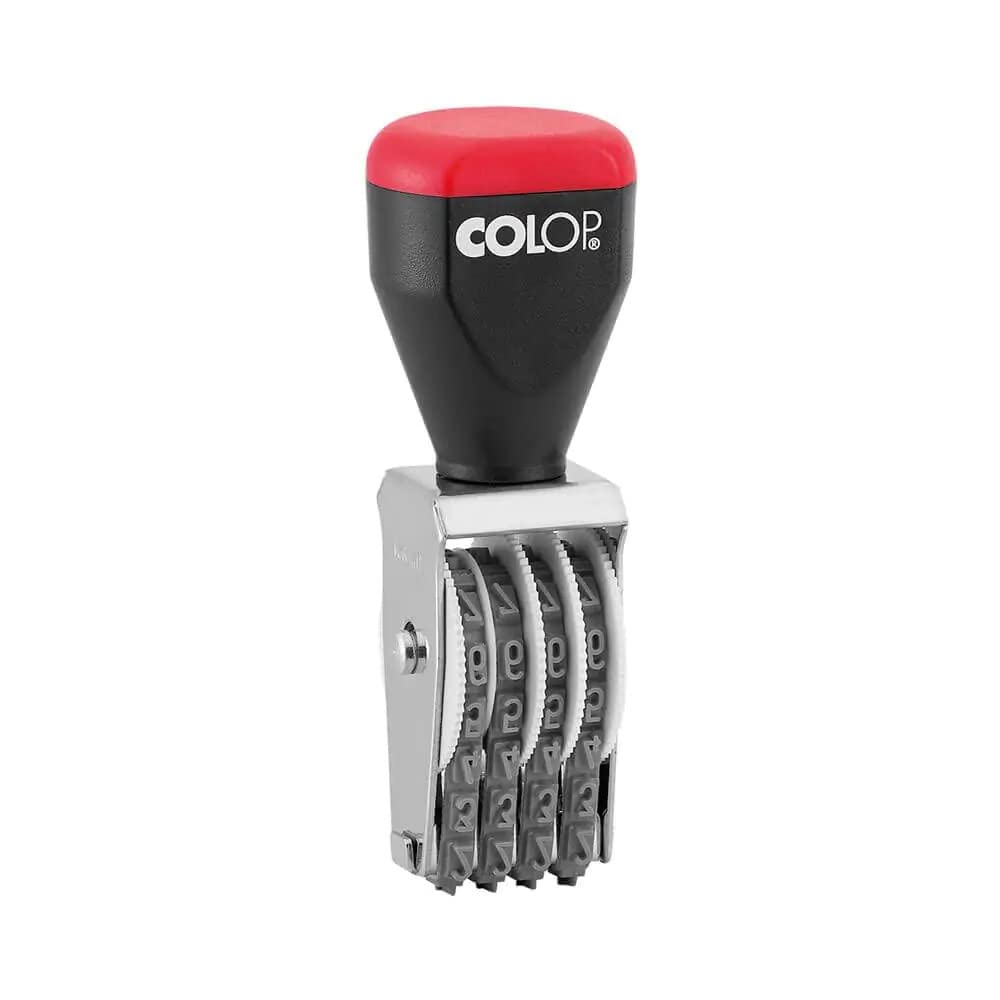COLOP 04004 Rubber Numbering Stamp | 108831 | 4mm 4 Band Number Stamp | Manually Adjustable Batch Number Stamp
