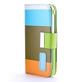 eBADA Premium Multi-Function Painting Series iphone 5 Wallet Leather Case Cover & Credit Card Holder and Phone Stand and Lanyard for iPhone 5 (5 Colors)