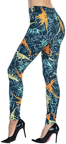 Ndoobiy Women's Printed Leggings Full-Length Regular Size Workout Legging Pants Soft Capri L1