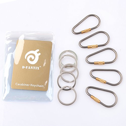 D-FantiX Mini Titanium Carabiner, D-Ring Locking Carabiner Keychain with Key Rings EDC Gear (Pack of 5) - Image 8