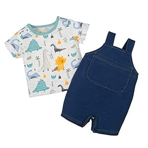 puseky Baby Boy Cartoon Dinosaurus Outfits Korte Mouw T-Shirt+Jarreel Jumpsuit Broek Set