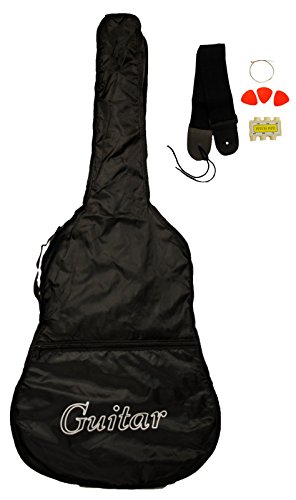 Full Size Acoustic Country/Bluegrass Cutaway Guitar with Gig Bag (Black)