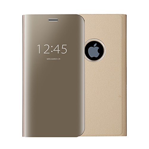 iPhone 6S Plus Case,iPhone 6 Plus Case,Shinetop Smart Clear View Stand Flip Folio Cover Electroplate Plating PC Mirror Case Ultra Slim Thin 360 Full Body Protective Case for iPhone 6S Plus/6 Plus-Gold