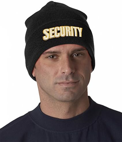 Gbox Embroidery Security Officer Guard Embroidered Knit Winter Work Watch Cap (BLACK)