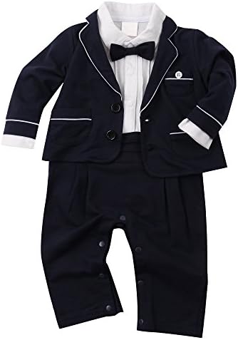 TNYKER Baby Boy Tuxedo Toddler Suit Set Outfit Clothes With Bowtie &amp; Long Sleeve Coat