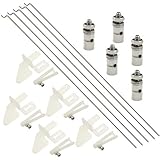 WMYCONGCONG 15 Nylon Control Horns 21x11 mm + Pushrod Connector Linkage Stopper 1.3mm + 1.2 x 180mm Steel Push Rods Parts for RC Airplane Plane