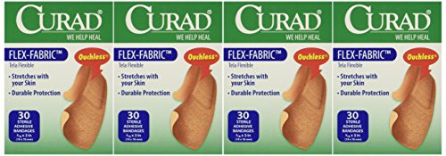 Curad Flex-Fabric,  3/4 Inches X 3 Inches bandages, 30 count  (Pack of 4) - //coolthings.us