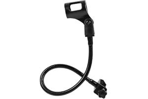 WESIEVYA Adjustable Flexible Microphone Arm Stand Black Iron Hose Mic Clamp for Streaming and Interview Use
